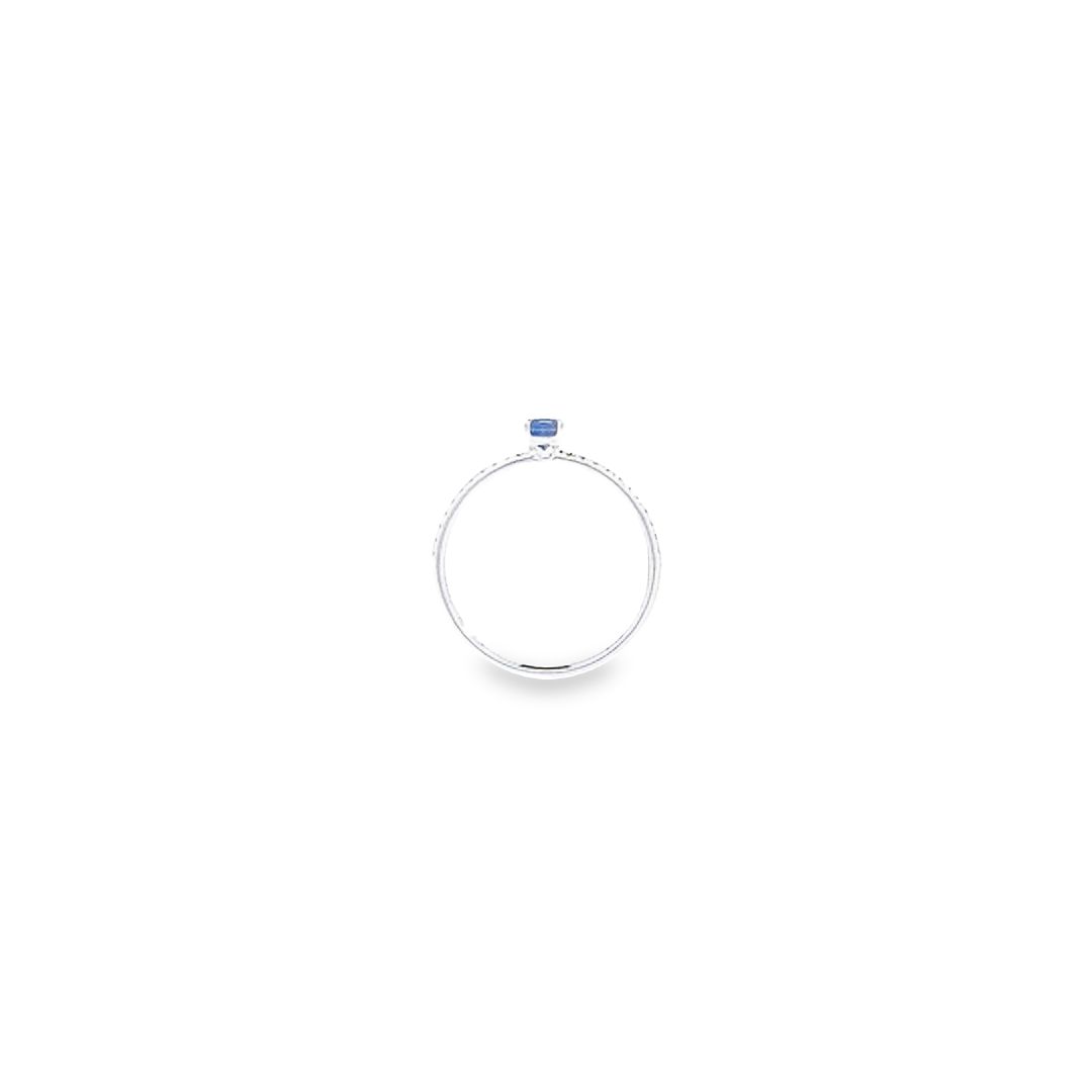Sapphire & Diamond Shoulders Ring Set in 18ct White Gold - Montpellier Jewellers
