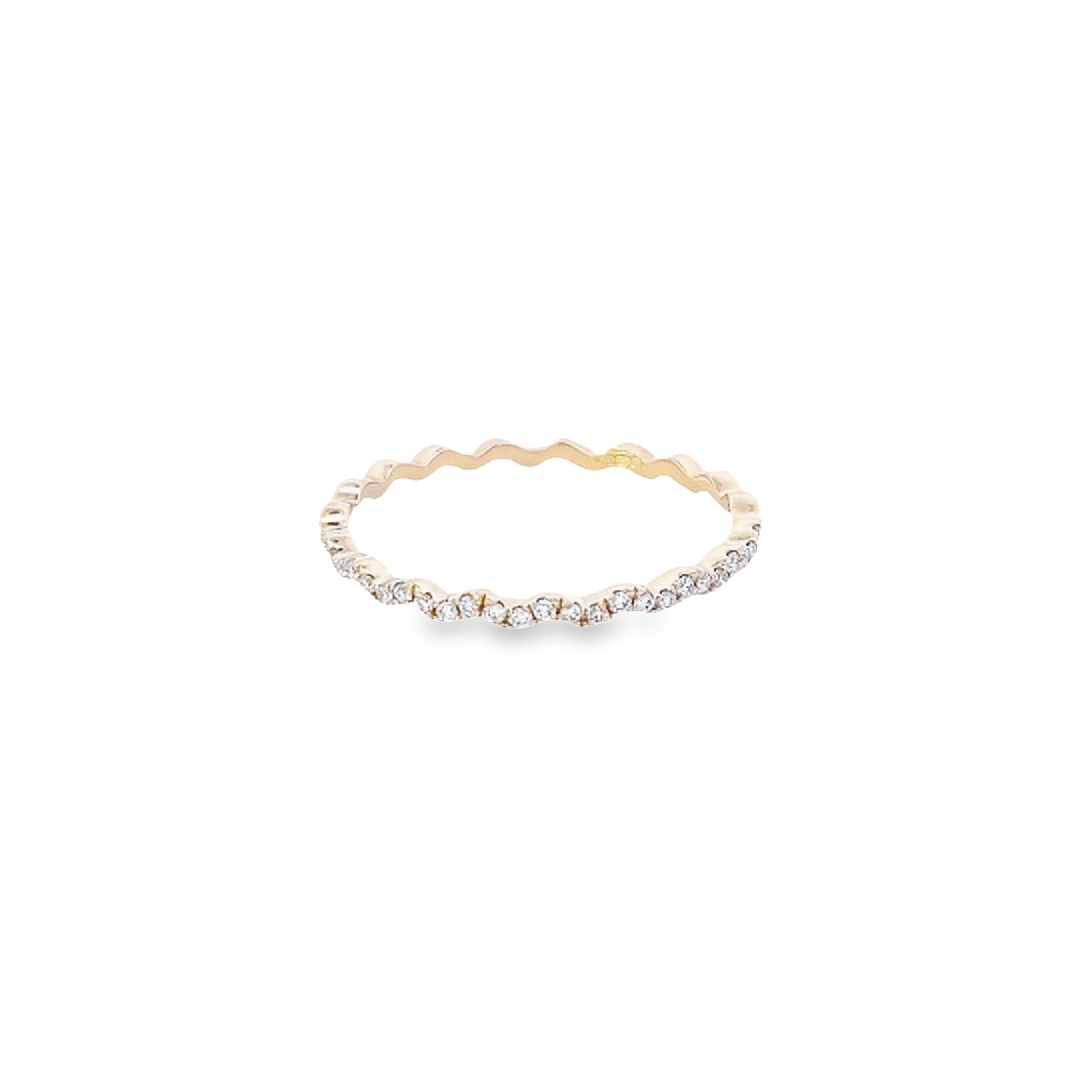 Diamond Micro Set in 18ct Yellow Gold Wavy Half Eternity Ring