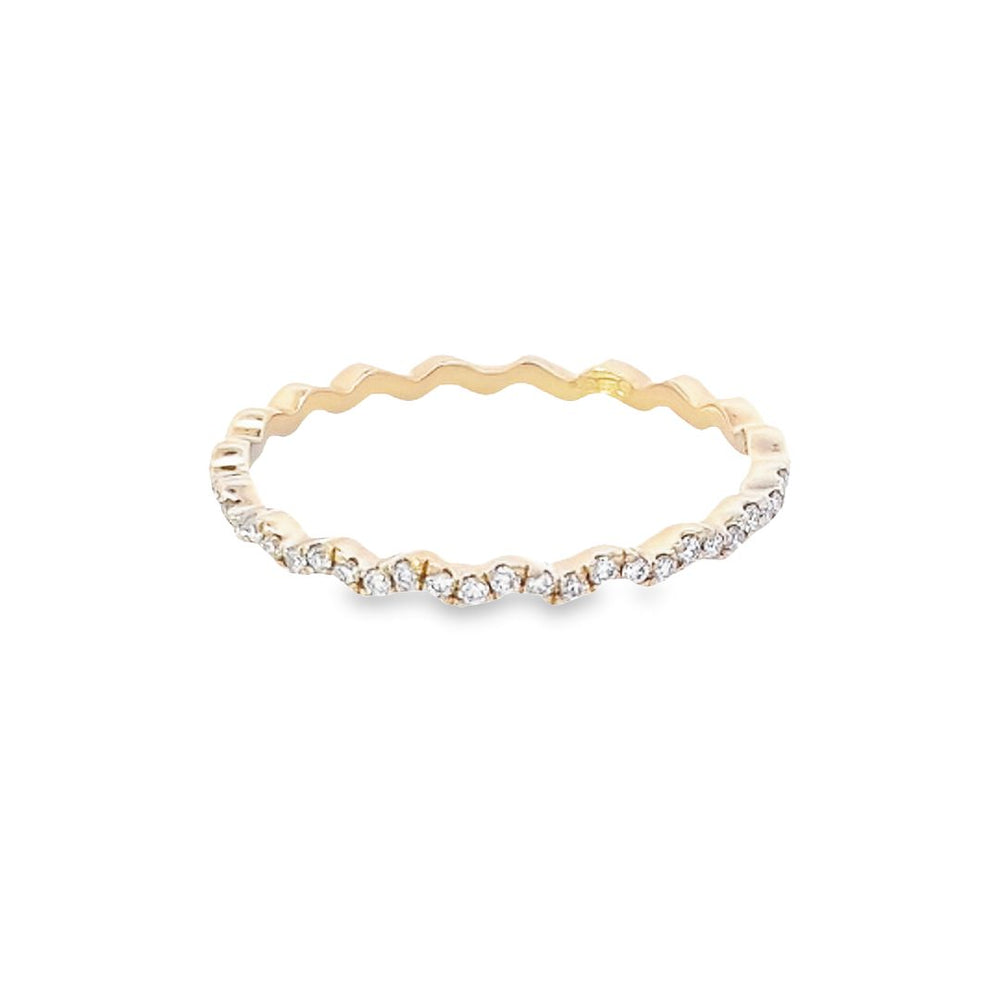 Diamond Micro Set in 18ct Yellow Gold Wavy Half Eternity Ring