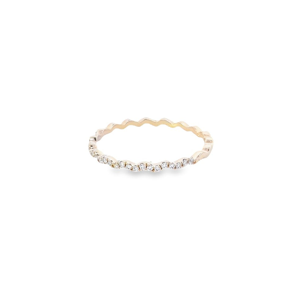 Diamond Micro Set in 18ct Yellow Gold Wavy Half Eternity Ring