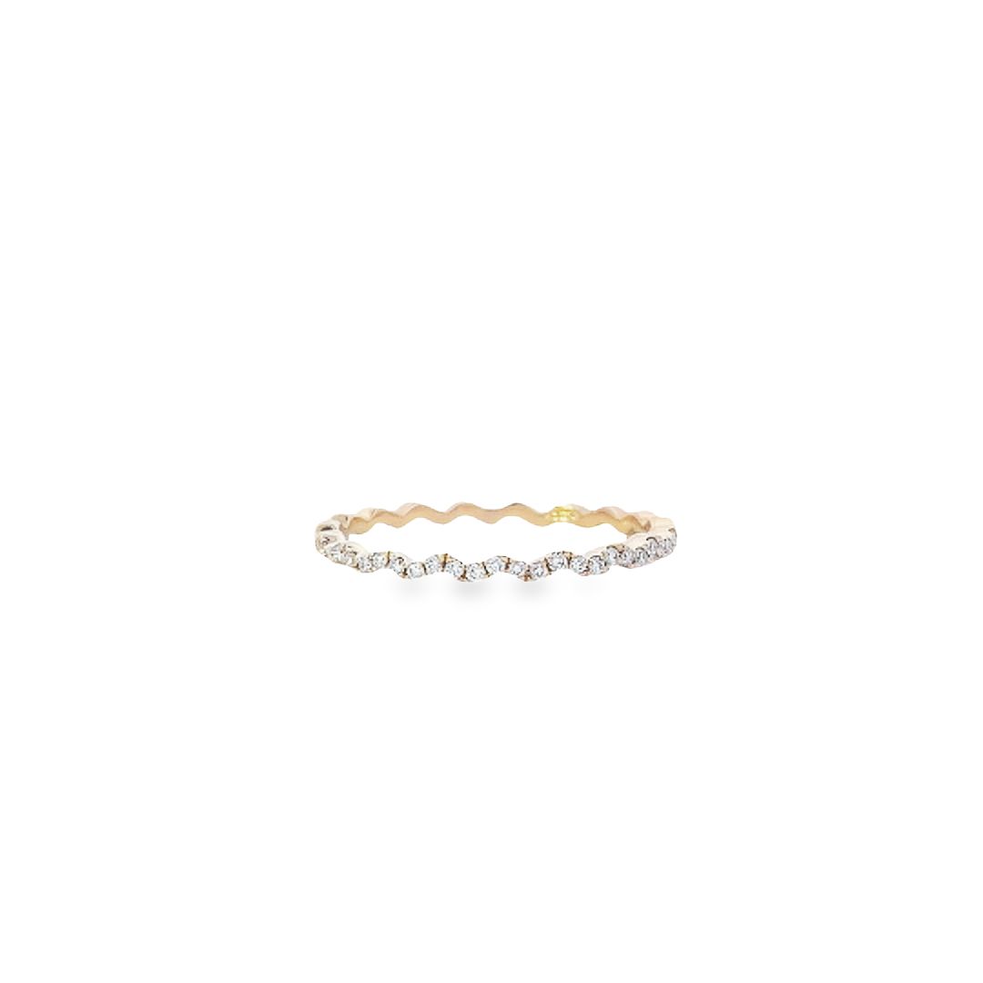 Diamond Micro Set in 18ct Yellow Gold Wavy Half Eternity Ring