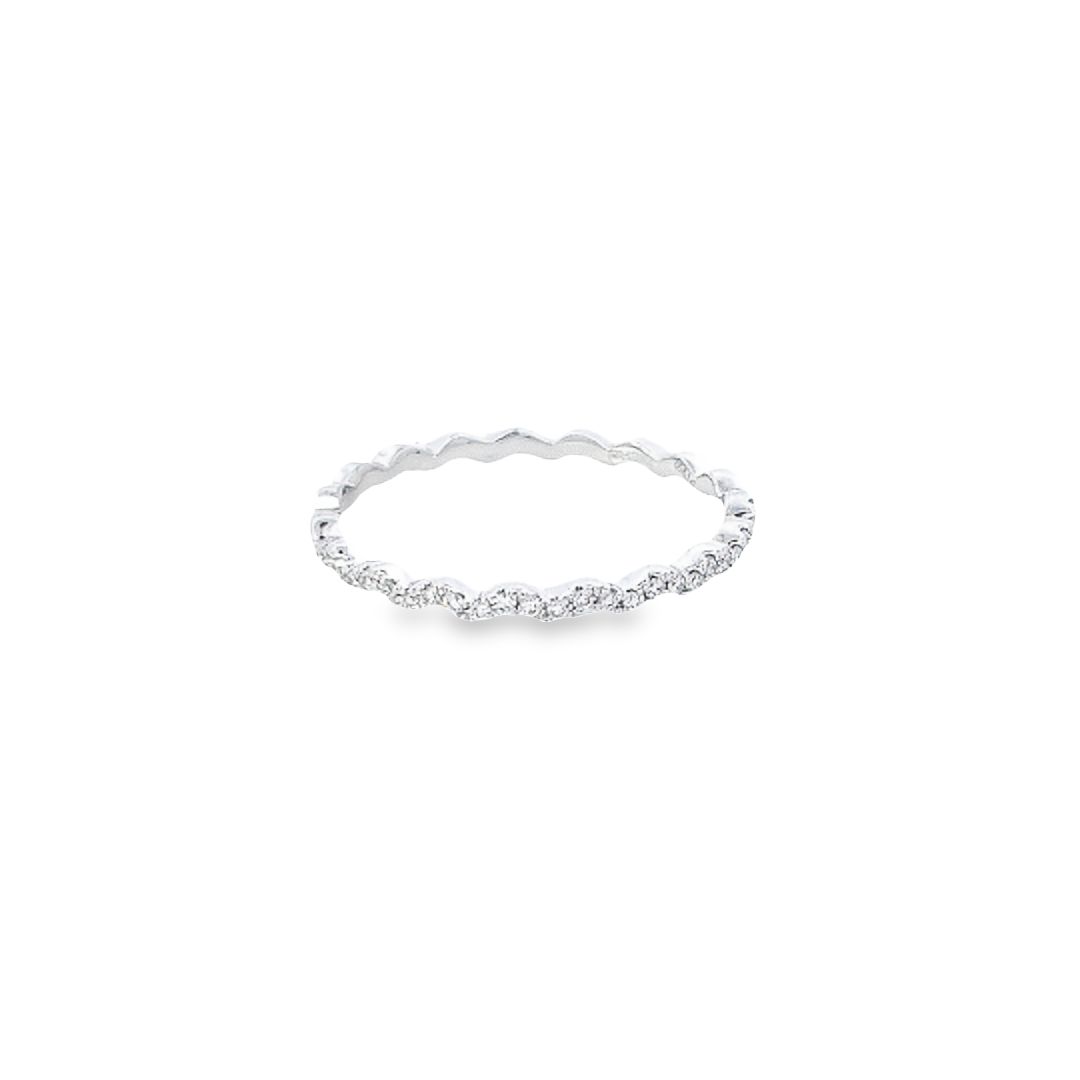 Diamond Micro Set in Platinum Wavy Half Eternity Ring