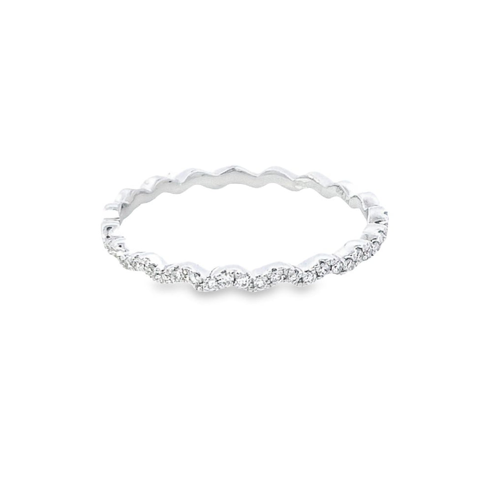 Diamond Micro Set in Platinum Wavy Half Eternity Ring