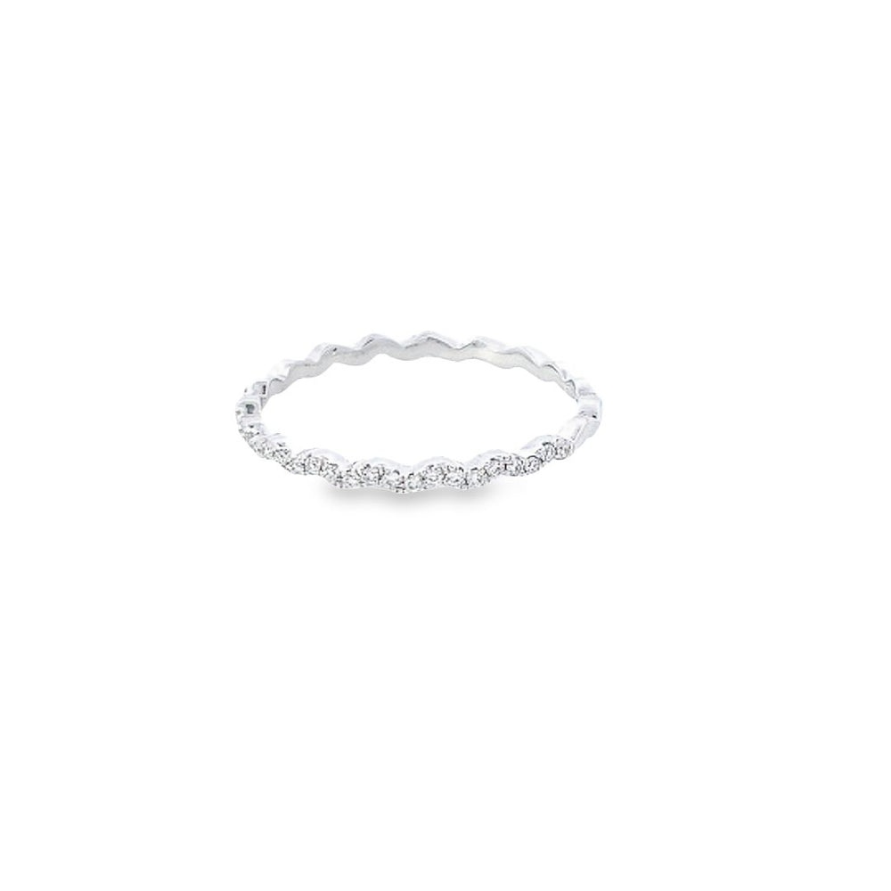 Diamond Micro Set in Platinum Wavy Half Eternity Ring