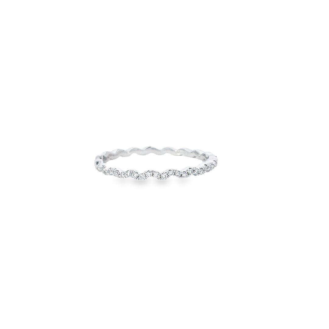 Diamond Micro Set in Platinum Wavy Half Eternity Ring