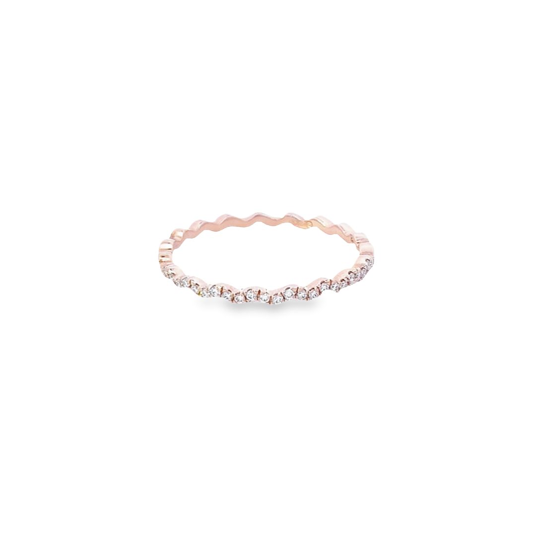 Diamond Micro Set in 18ct Rose Gold Wavy Half Eternity Ring