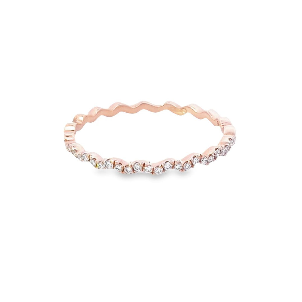 Diamond Micro Set in 18ct Rose Gold Wavy Half Eternity Ring