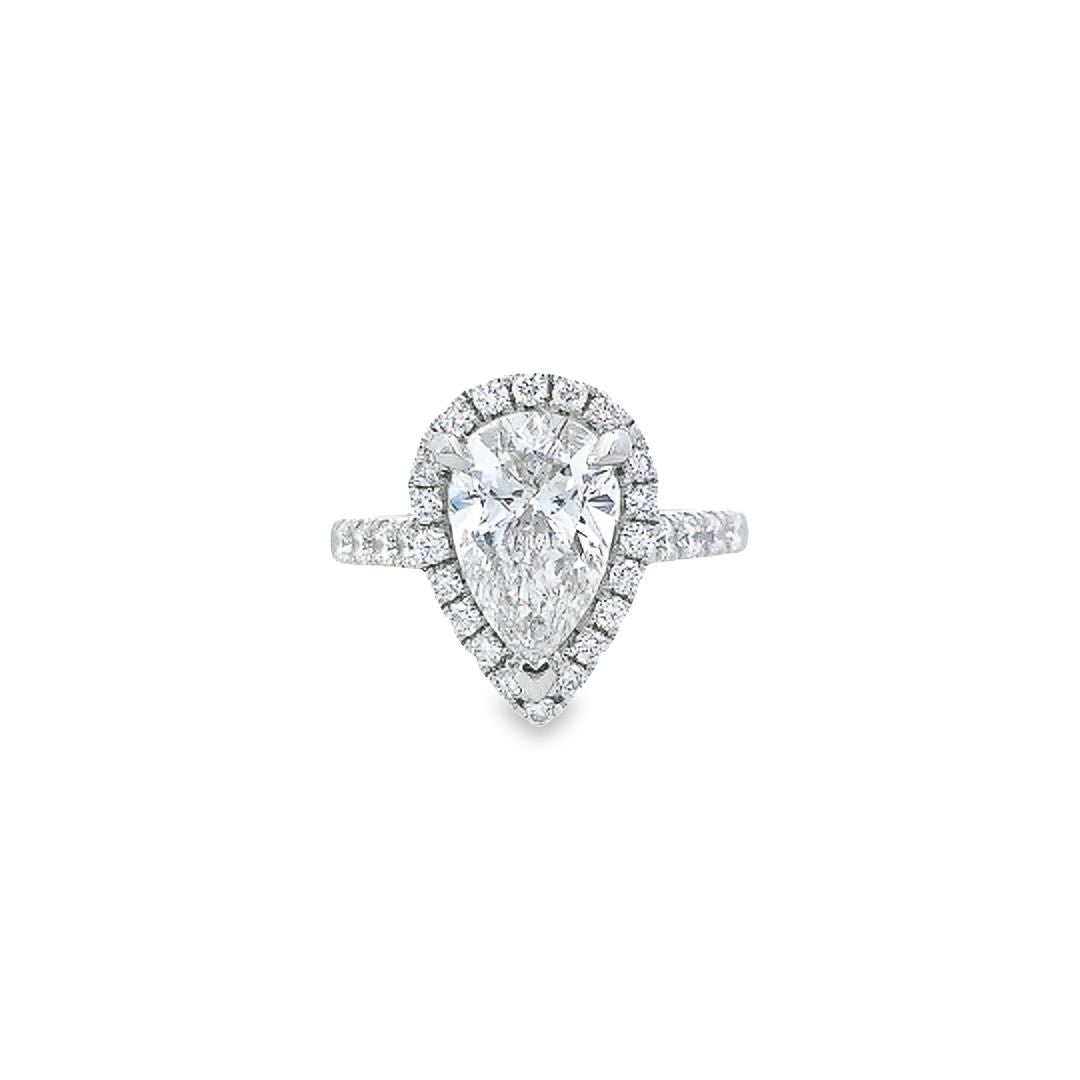 IGI 2.02ct F/SI1 LAB Diamond Halo Ring Set in Platinum