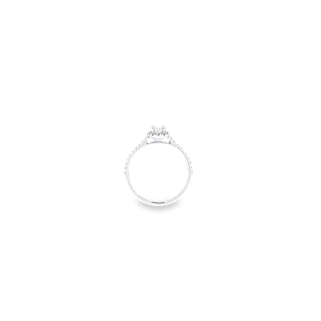 GIA 0.50ct D/SI1 Oval Cut Diamond Halo Ring set in Platinum