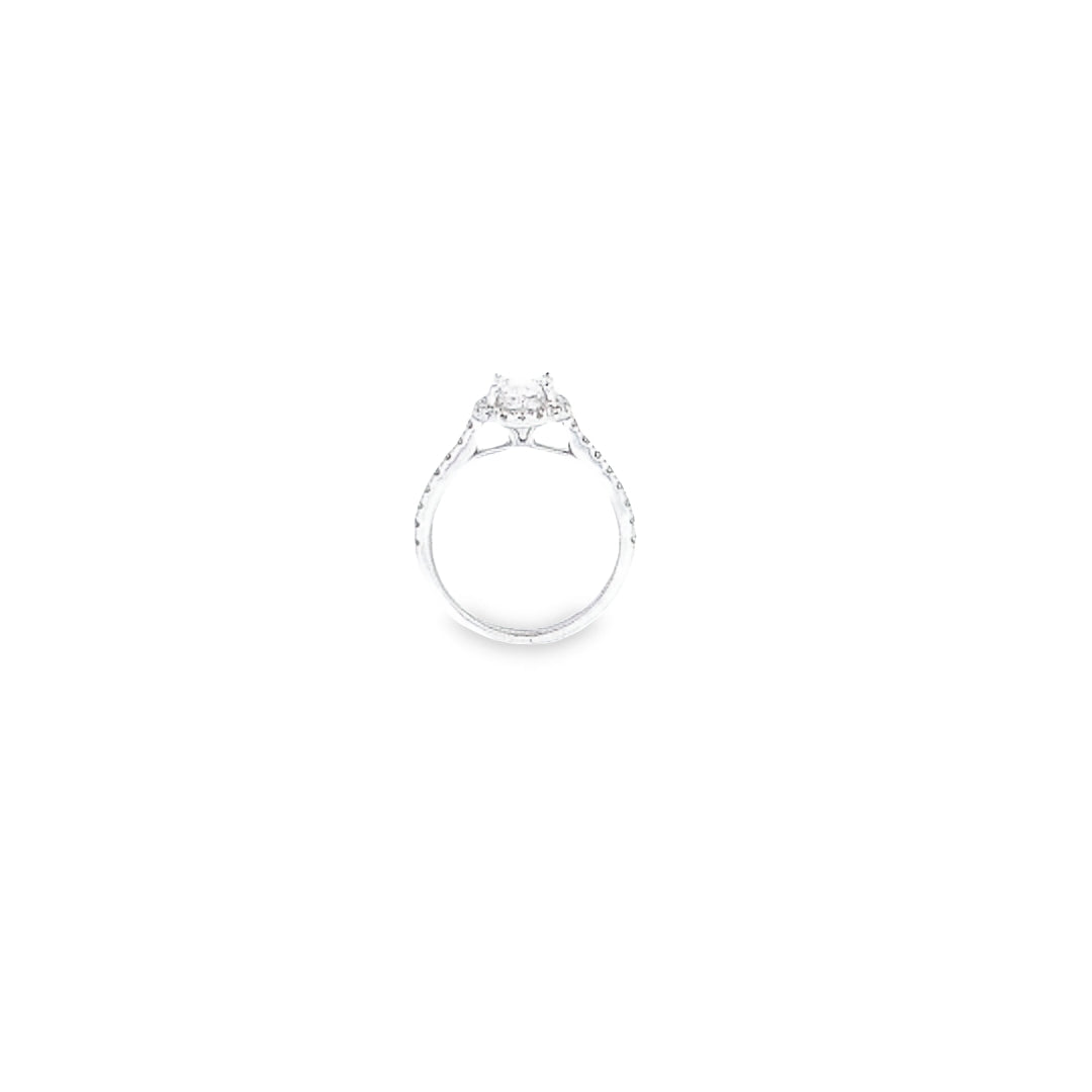 GIA 1.03ct F/VS1 Oval Cut Diamond Halo Ring set in Platinum