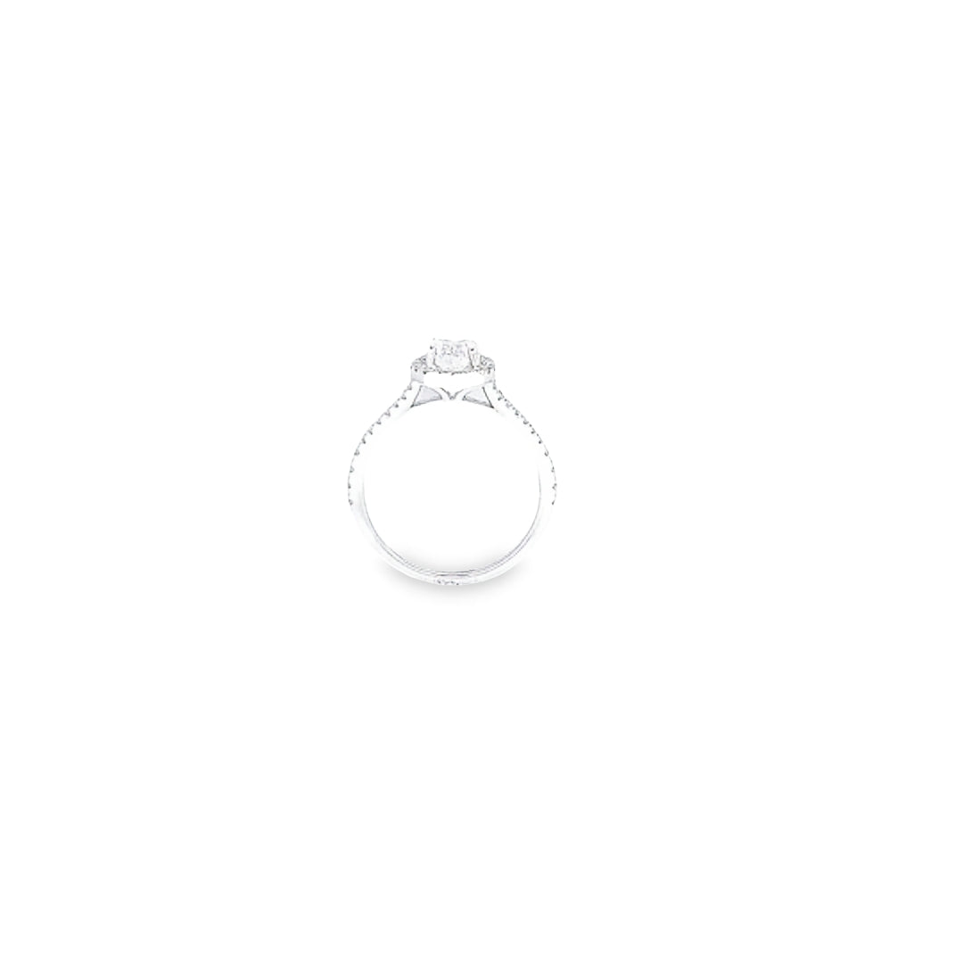GIA 1.00ct E/VS2 Oval Cut Diamond Halo Ring set in Platinum
