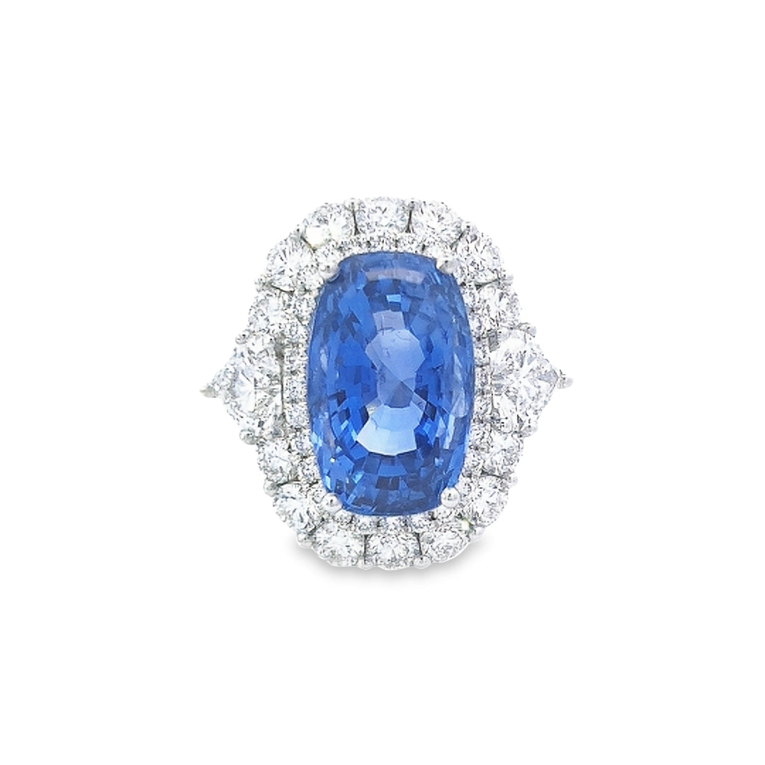 Gubelin Certified 13.81ct Sapphire & Diamond Ring - Montpellier Jewellers