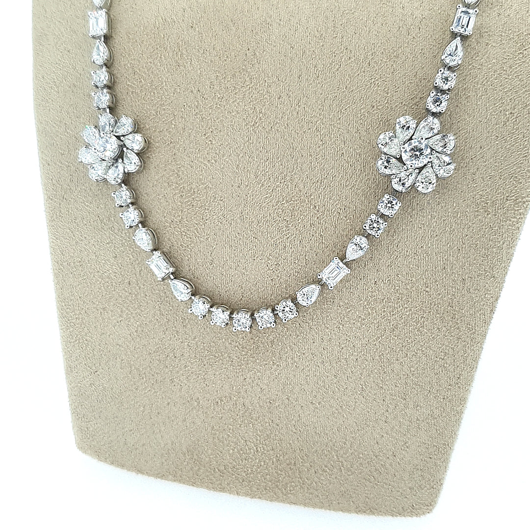 18ct White Gold Diamond Flower Necklace - Montpellier Jewellers