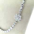 18ct White Gold Diamond Flower Necklace