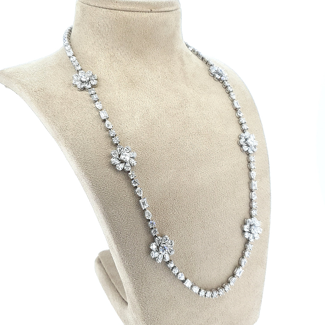 18ct White Gold Diamond Flower Necklace - Montpellier Jewellers