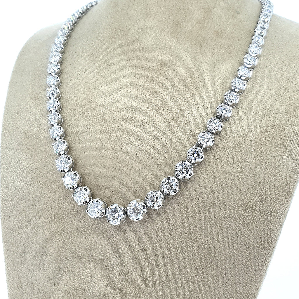 18ct White Gold Graduated Diamond Riviere Necklace