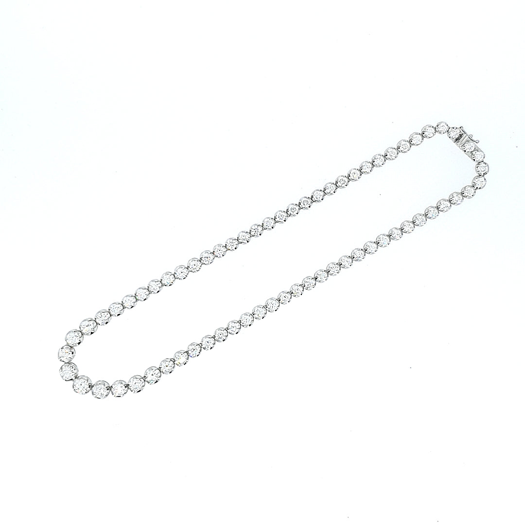 18ct White Gold Graduated Diamond Riviere Necklace - Montpellier Jewellers