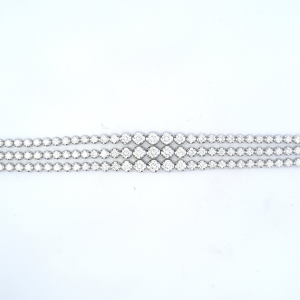 6.80ct Diamond 3 Row Line Bracelet in 18ct White Gold