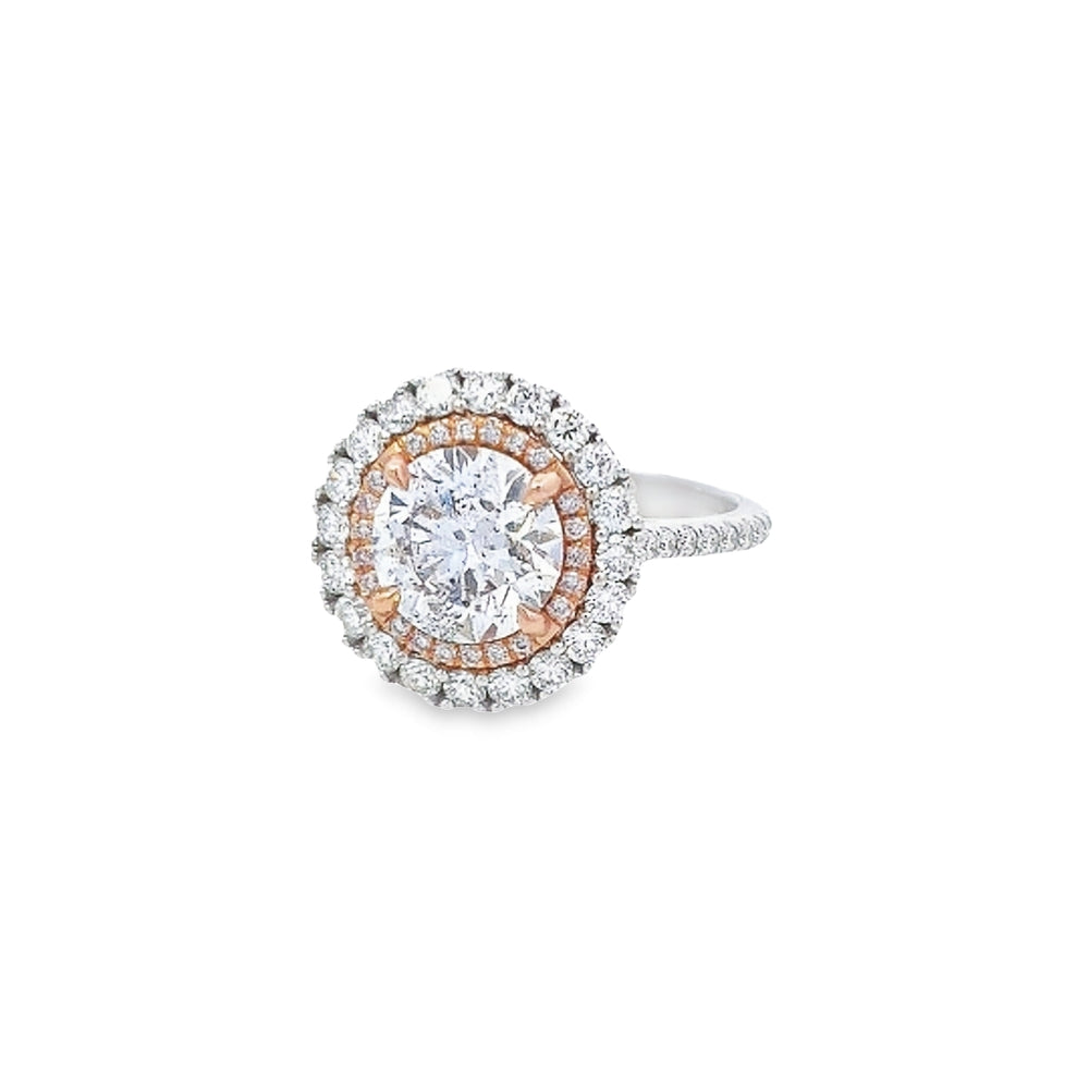 GIA 2.02ct Faint Pink Diamond Halo Ring Set in 18ct Gold