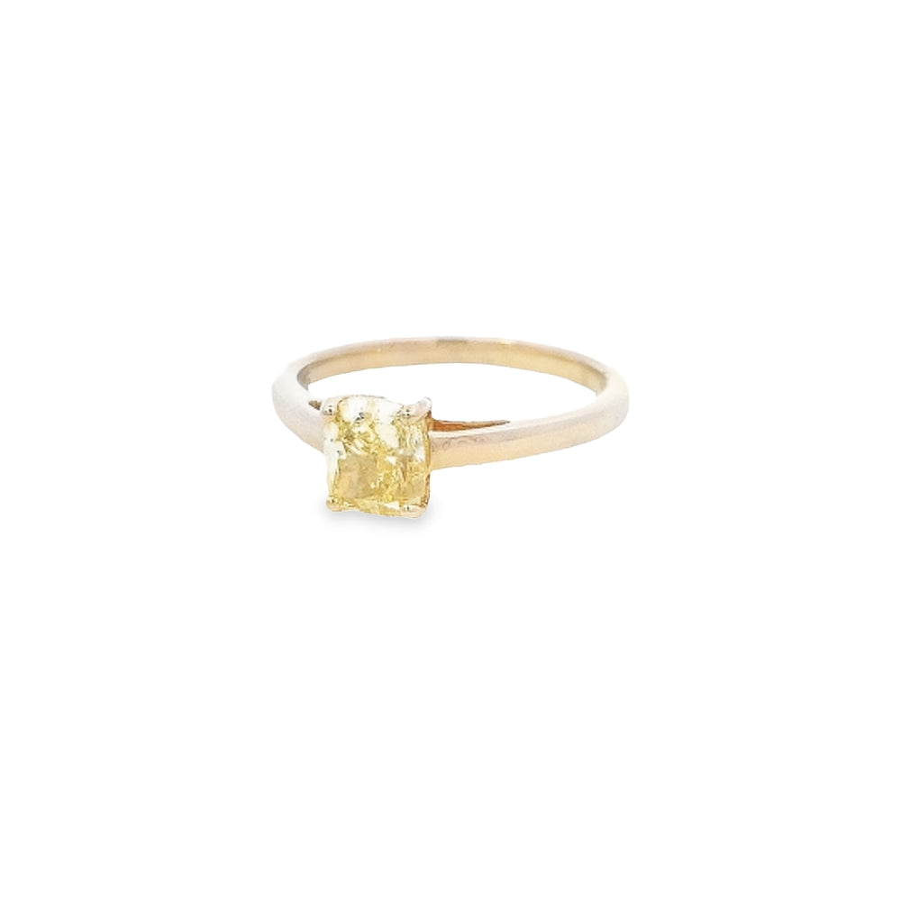 GIA 1.13ct Fancy Intense Yellow Cushion Cut Diamond Ring