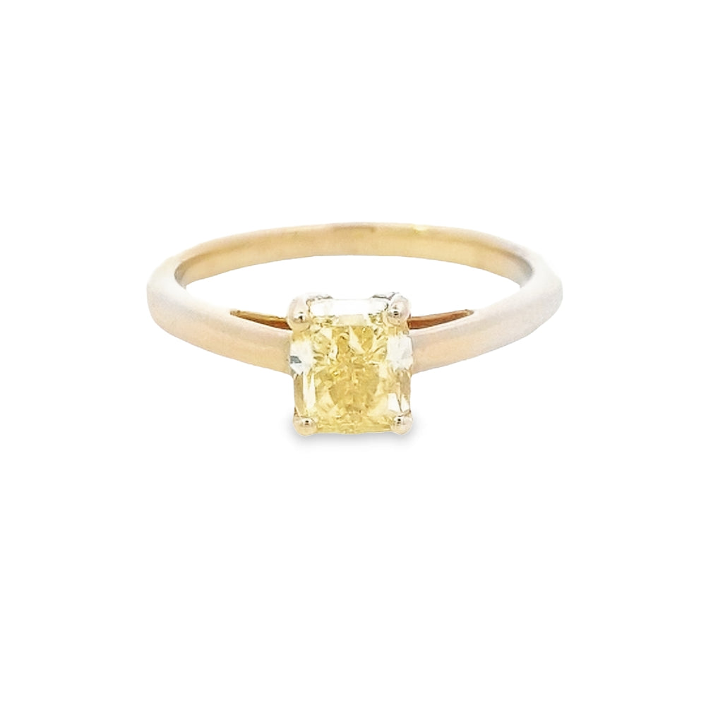 GIA 1.13ct Fancy Intense Yellow Cushion Cut Diamond Ring