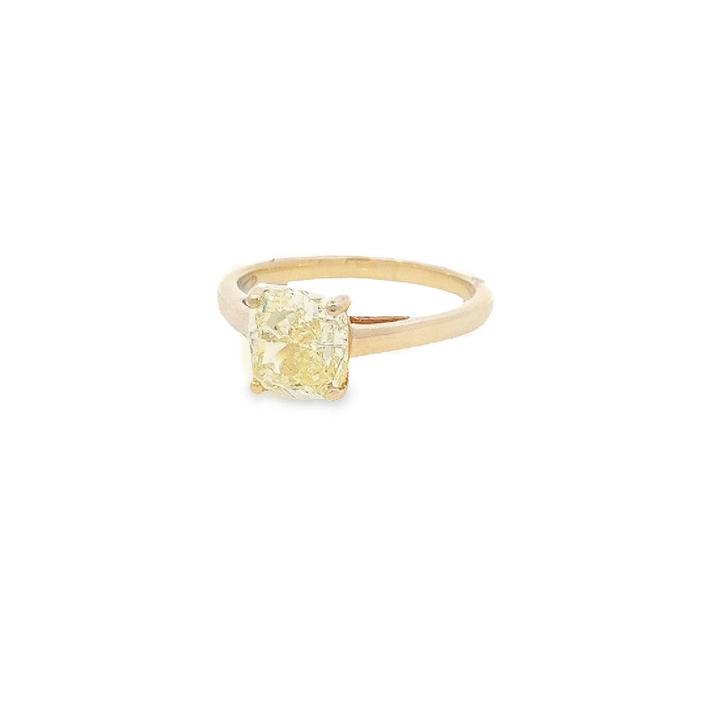 GIA 2.03ct Fancy Yellow Cushion Cut Diamond Ring