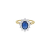 Oval Cut Sapphire & Diamond Cluster Ring Set in 18ct Gold