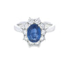 Oval Cut Sapphire & Diamond Cluster Ring Set in 18ct Gold