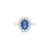Oval Cut Sapphire & Diamond Cluster Ring Set in 18ct Gold