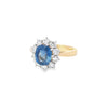 Oval Cut Sapphire & Diamond Cluster Ring Set in 18ct Gold