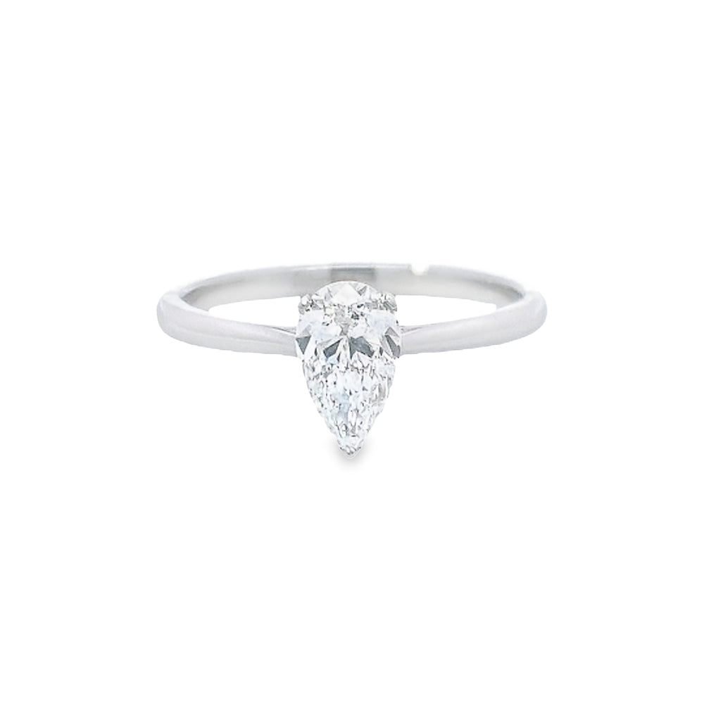 GIA 0.70ct G/SI2 Pear Shaped Diamond Solitaire set in Platinum