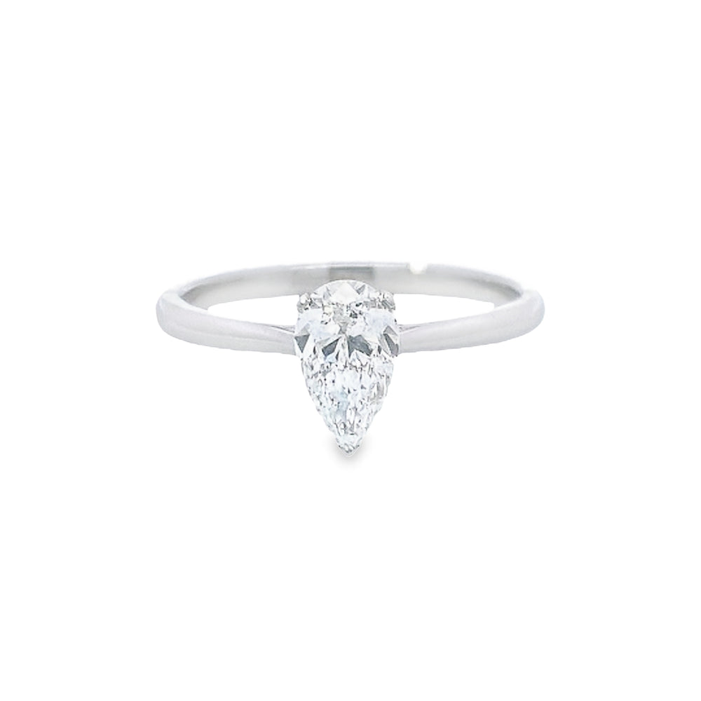 GIA 0.70ct G/SI2 Pear Shaped Diamond Solitaire set in Platinum