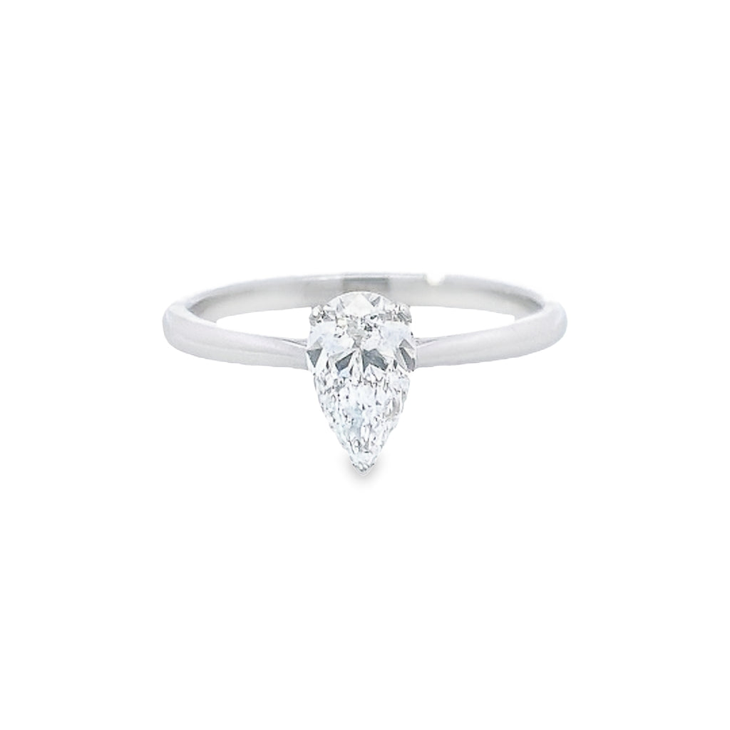 GIA 0.70ct G/SI2 Pear Shaped Diamond Solitaire set in Platinum
