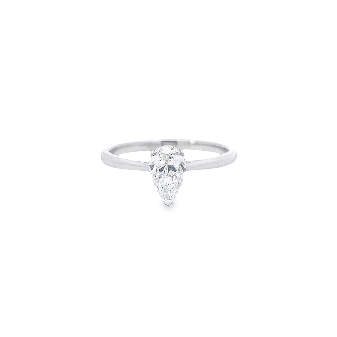 GIA 0.70ct G/SI2 Pear Shaped Diamond Solitaire set in Platinum