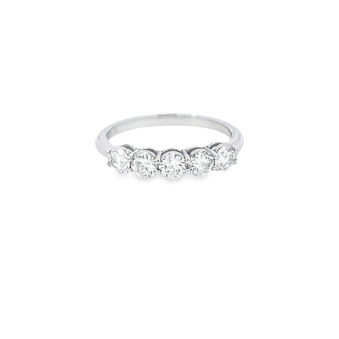 0.90ct H VS/SI 5 Stone Diamond Ring set in Platinum