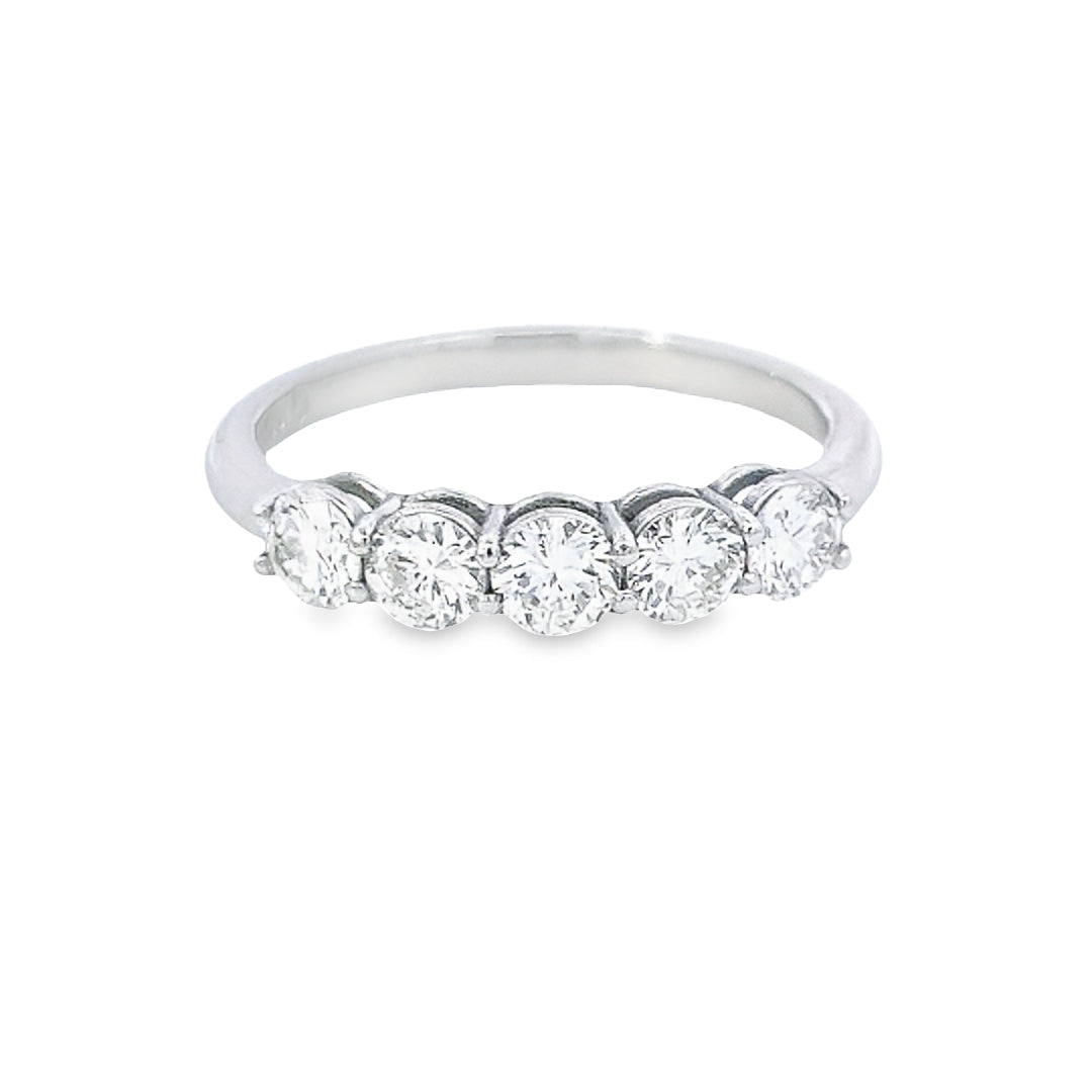 0.90ct H VS/SI 5 Stone Diamond Ring set in Platinum