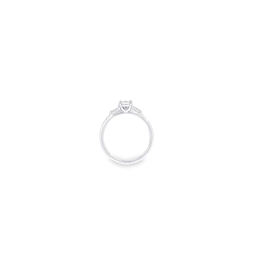 GIA 0.50ct E/VVS2 Asscher Cut Diamond Ring with Tapered Baguette Diamond Shoulders Set in Platinum