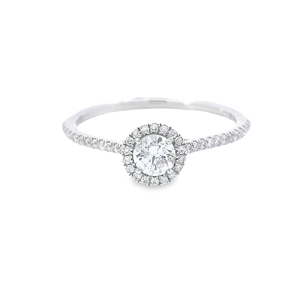 0.33ct G/SI2 Diamond Halo Ring set in Platinum