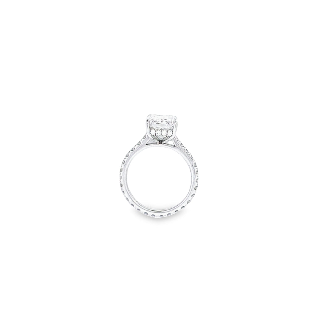 GIA 5.02ct H/SI1 Radiant Cut Diamond Solitaire set in Platinum with Diamond Band - Montpellier Jewellers