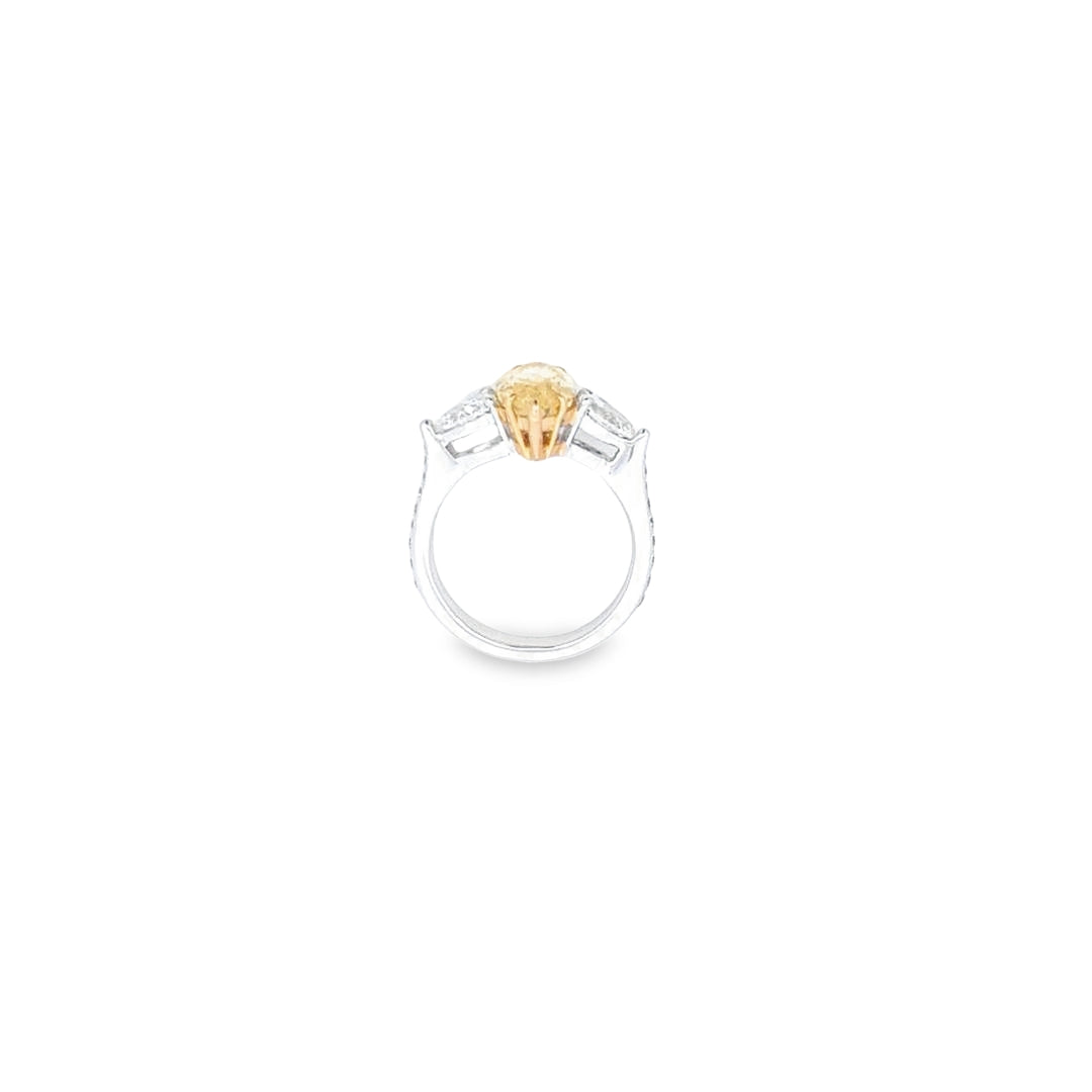 GIA 3.02ct Fancy Intense Yellow Marquise Cut Diamond Ring