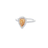 GIA 0.64ct Fancy Vivid Orange - Yellow Pear Shape Diamond Halo Ring
