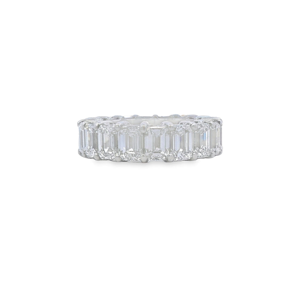 Claw Set Emerald Cut Diamond Eternity Ring Set in 18ct White Gold