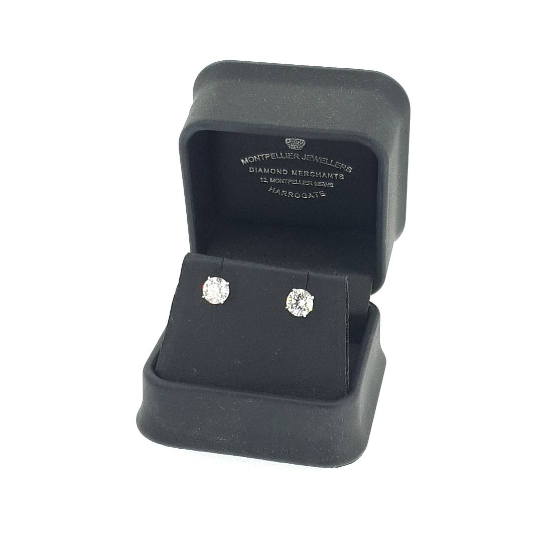 VIP GIA 2.01ct L/SI2 Diamond Stud Earrings Set In 18ct White Gold - Montpellier Jewellers