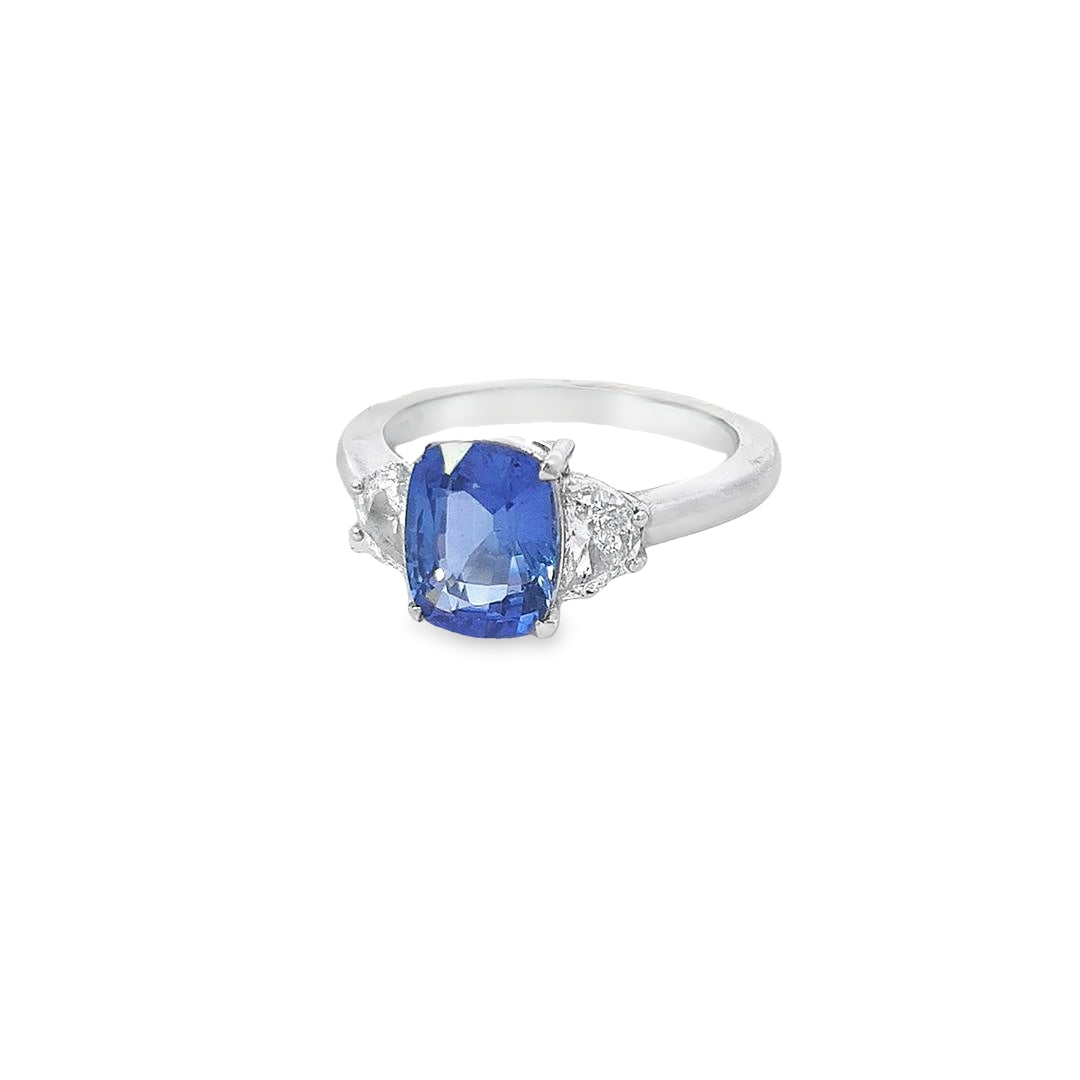 Gubelin Certified 2.71ct Sapphire (No Heat) & Diamond Ring - Montpellier Jewellers