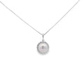 Pearl Halo Pendant AAA Quality Akoya Pearls 8 - 8.5mm in 18ct White Gold - Montpellier Jewellers