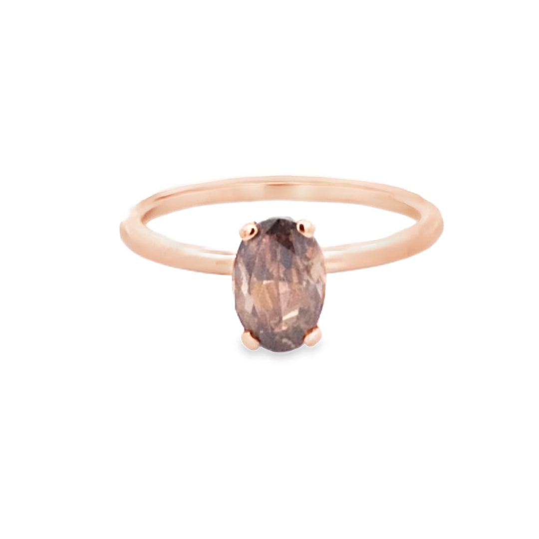 VIP GIA 1.00ct Fancy Dark Orangy Brown Oval Cut Diamond Solitaire Set in 18ct Rose Gold - Montpellier Jewellers