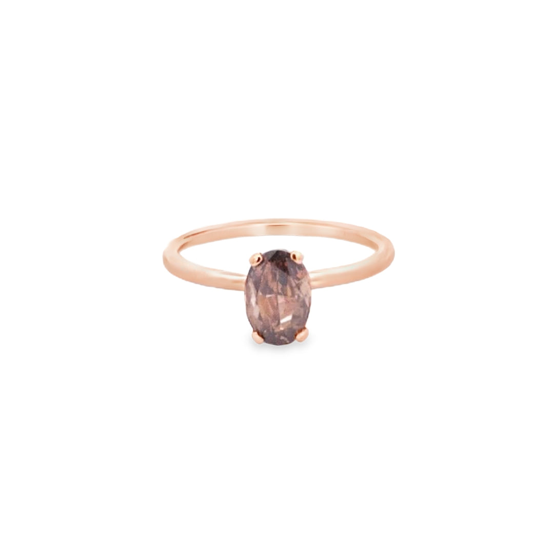 VIP GIA 1.00ct Fancy Dark Orangy Brown Oval Cut Diamond Solitaire Set in 18ct Rose Gold - Montpellier Jewellers