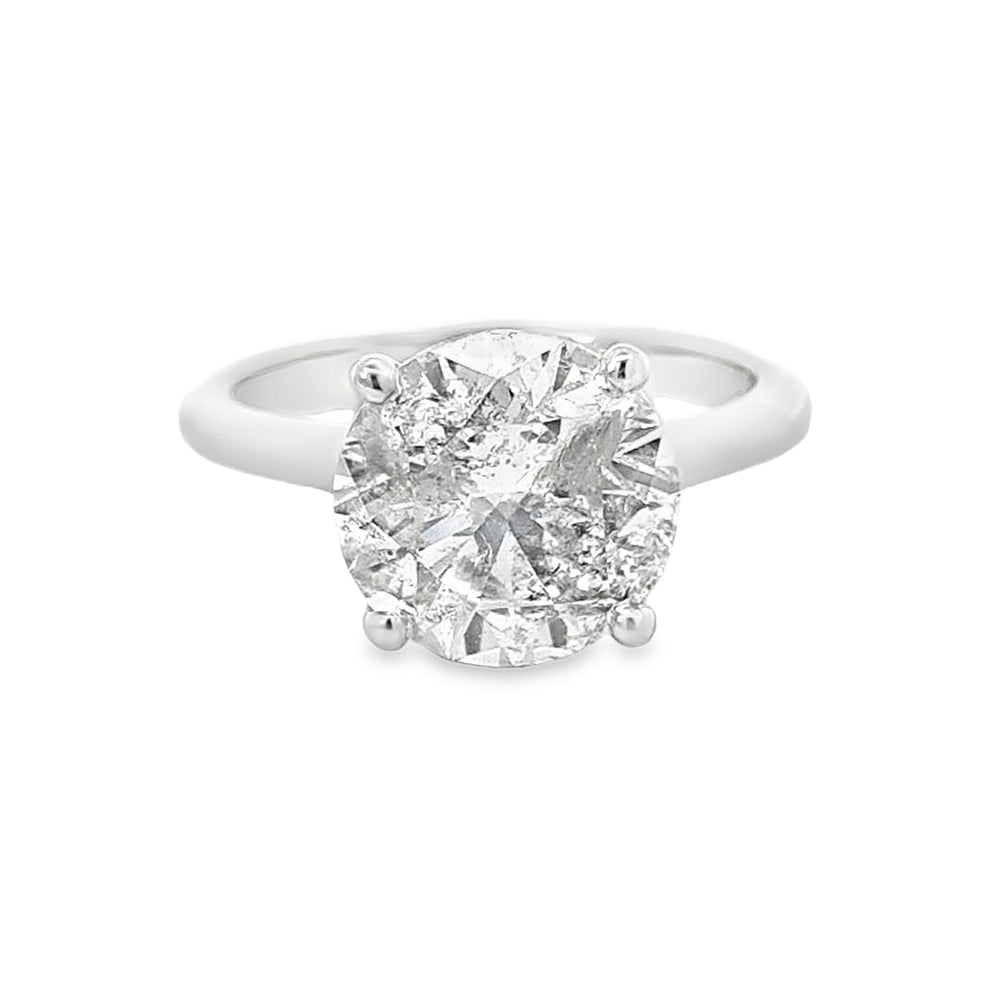 6.01ct H/I1 Round Brilliant Cut Diamond Solitaire set in Platinum