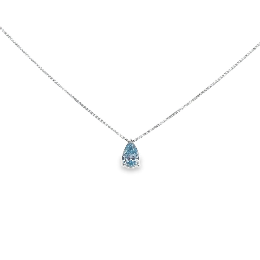 IGI 1.55ct Fancy Vivid Blue/SI1 LAB Diamond Pear Shape Pendant in Platinum
