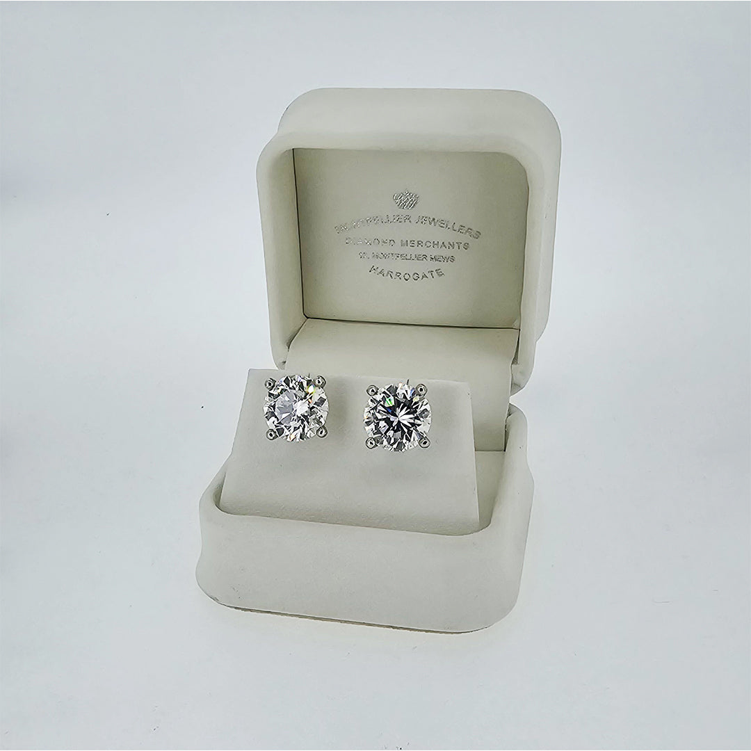 10.03ct Diamond Stud Earrings Set In Platinum - Montpellier Jewellers